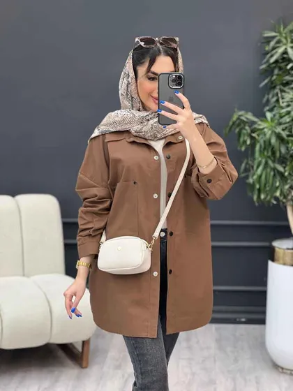 مانتو لینن دو جیب پایین هلال آلا
