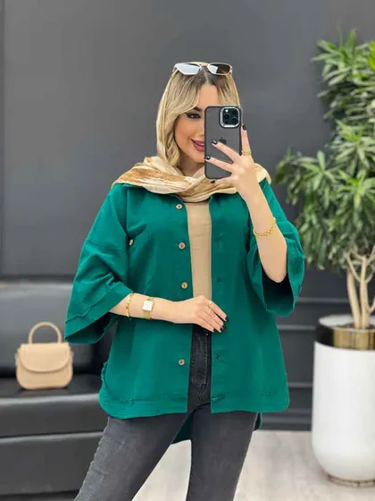 مانتو لینن جیب دکمه