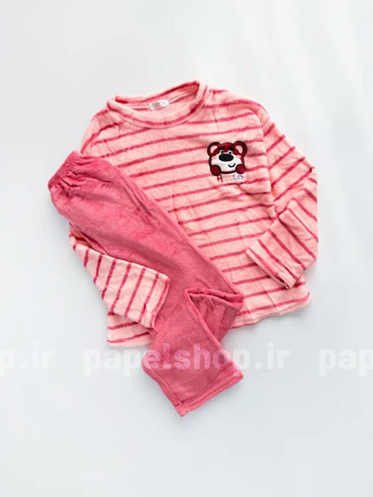 ست بلوز و شلوار حوله ای راه راه خرس