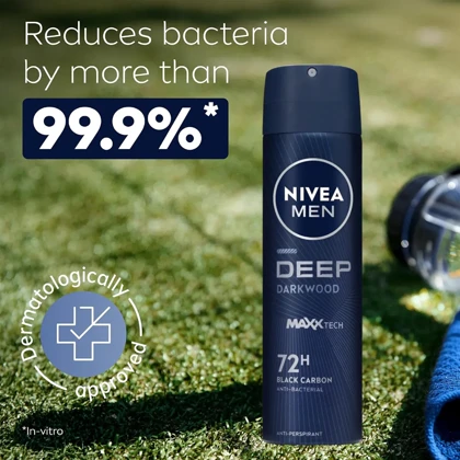 اسپری ضد تعریق مردانه نیوآ NIVEA مدل DEEP Darkwood ماندگاری 72 ساعته 150ml