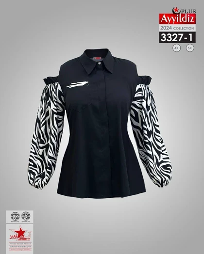 شومیز مجلسی زنانه سر آستین باز سایز بزرگ کد 3327