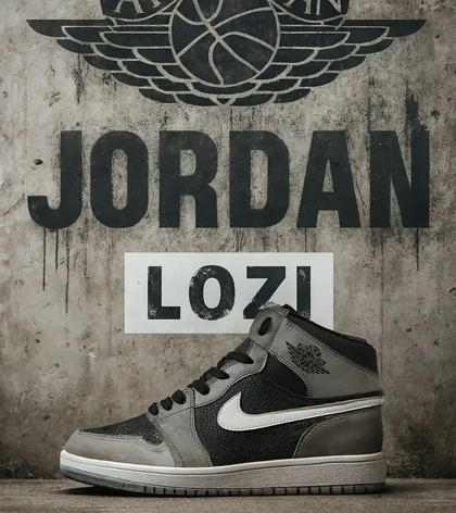 کفش کتانی ساق‌دار مردانه و زنانه طوسی مشکی NIKE jordan 1 مدل 8132