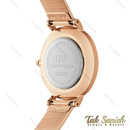 ساعت دنیل ولینگتون رزگلد زنانه صفحه صدف مشکی نگین‌دار DW-4308-28-L