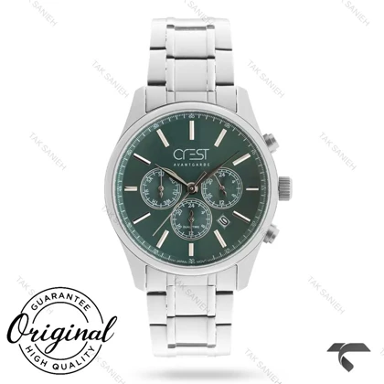 ساعت کرست مردانه 6341-2 فول دیت صفحه سبز Crest-11037-G