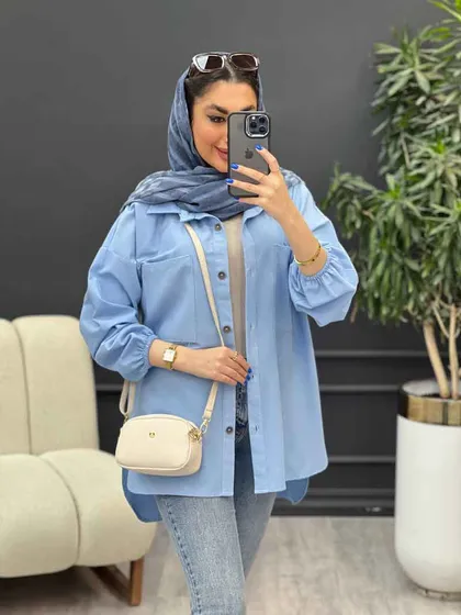 مانتو لینن آستین کش دو جیب