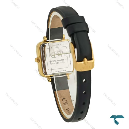 ساعت زنانه مستطیلی دنیل ولینگتون طلایی بند چرم DW-8308-L