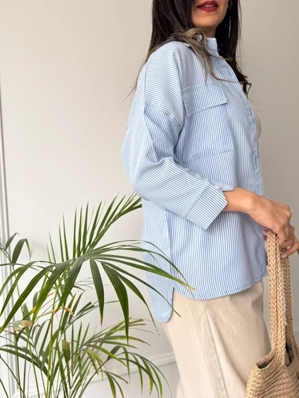 مانتو راه راه رز