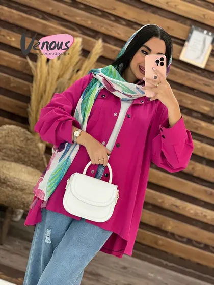 مانتو لینن تک جیب آستین پفی