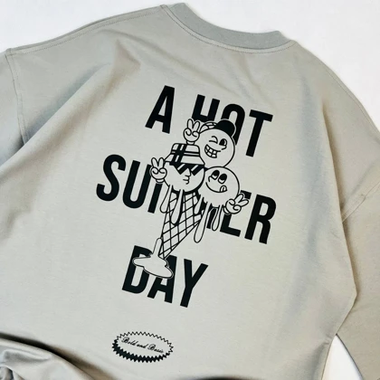 تیشرت دو نخ طرح ice cream رنگ خاکستری (Earth Gray)