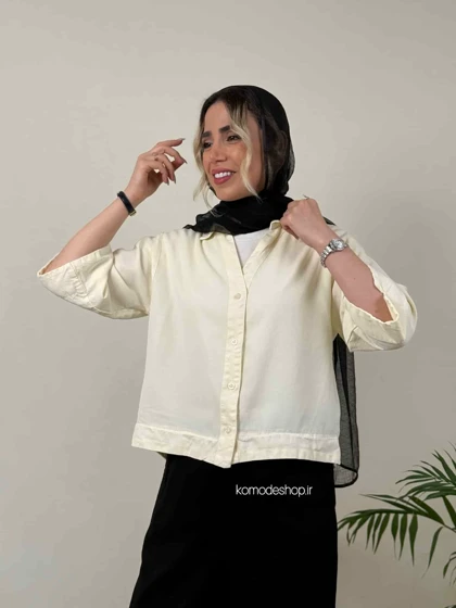 شومیز سیلک باکسی کراپ زنانه