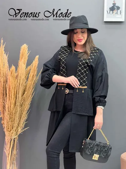 مانتو عروسکی جلو گلدوزی