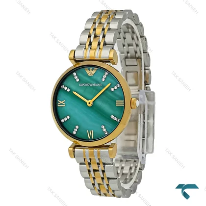 ساعت مچی زنانه امپریو آرمانی دورنگ طلایی صفحه سبز Armani-7614-L