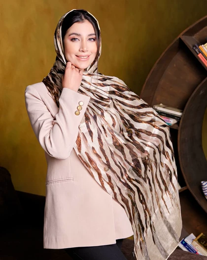 شال ابریشم میله ای زبرا 20623