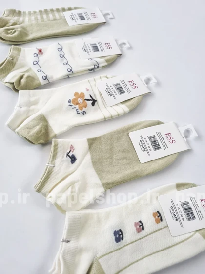 جوراب مچی نخ پنبه خارا طرح گل و فانتزی