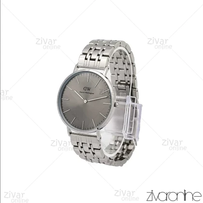 ساعت دنیل ولینگتون مردانه گرد نقره ای صفحه طوسی خطی 106289