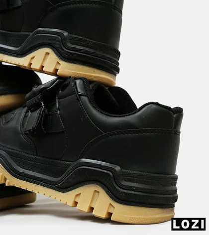 کفش کتانی بگ دار مردانه و زنانه مشکی کرم BERSHKA مدل 4846