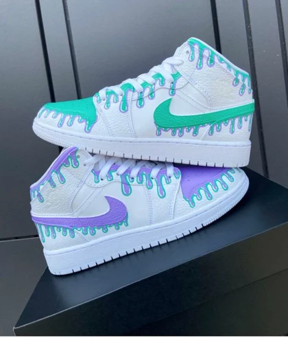 کفش جردن 1 زنانه کاستوم طرح drip jordan 1 mid