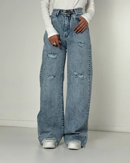 شلوار فول بگ دمپاریش آبی  کد 1000214