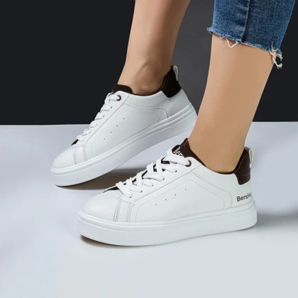 کفش و کتانی ونس راحتی زنانه و دخترانه مدل برشکا bershka رنگ سفید قهوه ای کد M1459