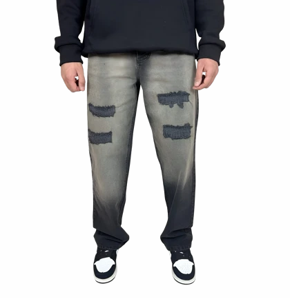 شلوار جین مردانه نیم بگ (Semi-Baggy) زاپ‌دار - رنگ دودی و خاص - فیت راحت