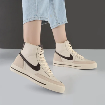 کفش و کتانی زنانه مدل نایک نیم ساق رنگ کرم قهوه ای مدل نایک NIKE کد M568