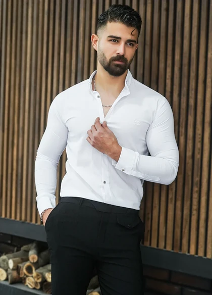 پیراهن مردانه سفید مدل VQ