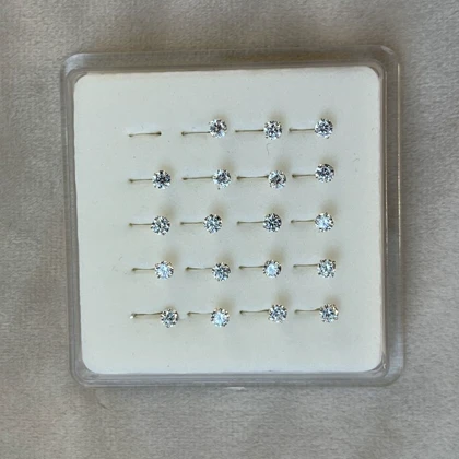 پیرسینگ بینی نقره تک نگین پین 3mm / L