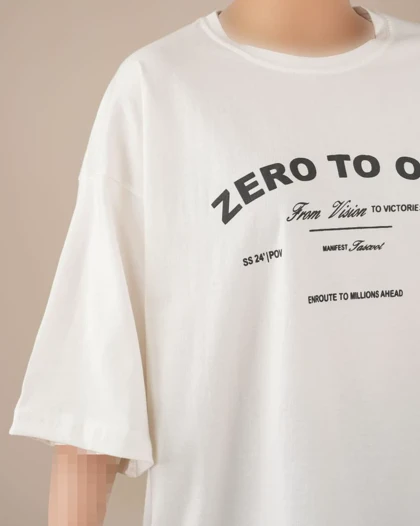 تیشرت باکسی سفید zero کد 29375