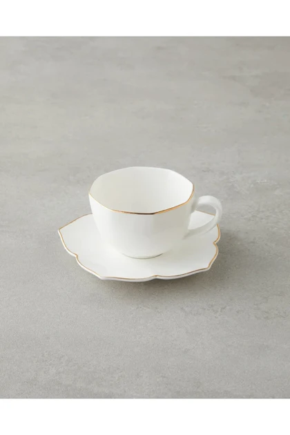 سرویس فنجان قهوه دو نفره English Home مدل Pure Poem Bone China - سفید-طلایی