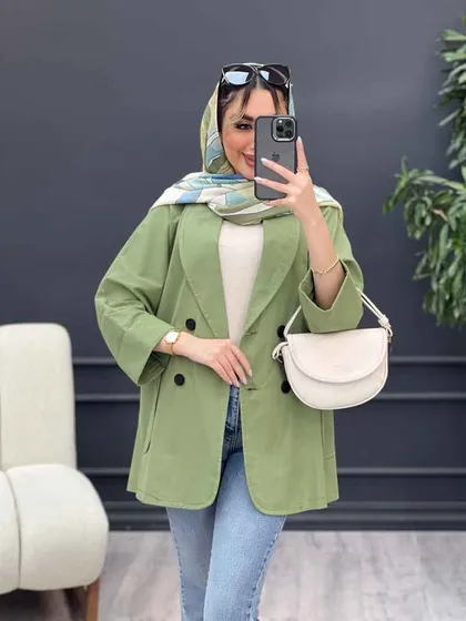 مانتو لینن چهار دکمه آستین پاکتی