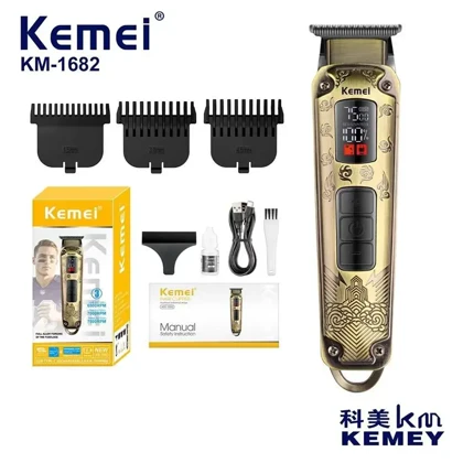 ماشین اصلاح موی صورت مردانه با نمایشگر دیجیتال و تیغه T کیمی مدل KM-1682