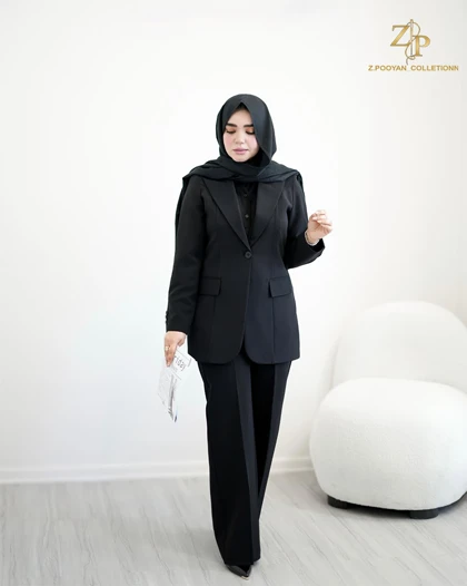 کت و شلوار زنانه کرپ سولن