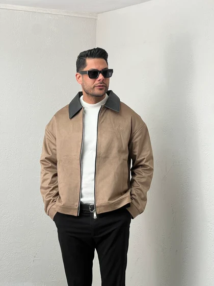جکت مردانه سوییت یقه چرم mc