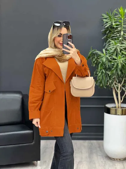 مانتو لینن دو جیب نما پایین پاگن