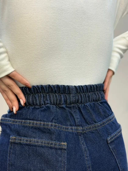 شلوار جین زغالی نیمبگ خامشور6280