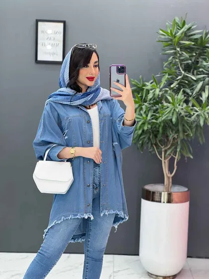 مانتو جین پانچ پایین ریش