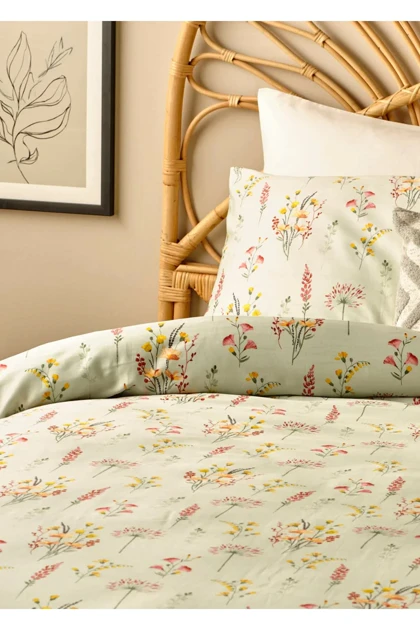 سرویس روتختی یک نفره Bella Maison مدل Flores ساتن - سبز روشن