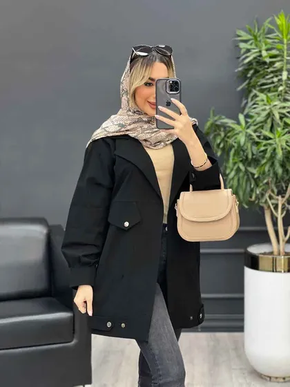 مانتو لینن دو جیب نما پایین پاگن