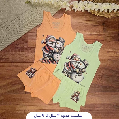 ست رکابی و شورت بچگانه طرح کریسمس
