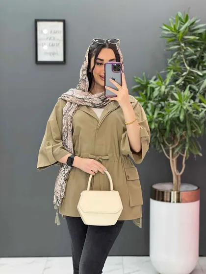 مانتو کمرگت دکمه مخفی