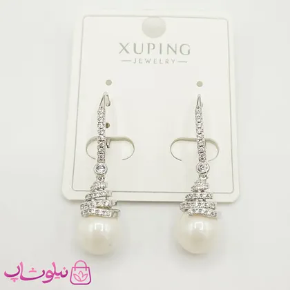 گوشواره آویز ژوپینگ زنانه نگین‌دار سیلور