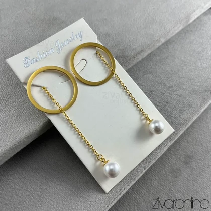 گوشواره زنانه حلقه‌ای مروارید دار 20360