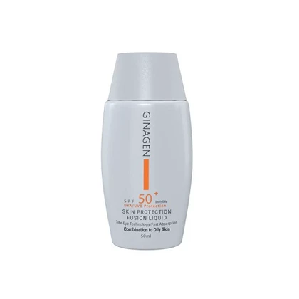 ضد آفتاب بی رنگ پوست چرب SPF50 فیوژن لیکویید ژیناژن 50 میل