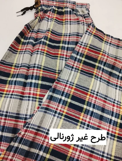 شلوار راحتی مردانه طرح چهارخانه (یاشیل - پنبه براش)