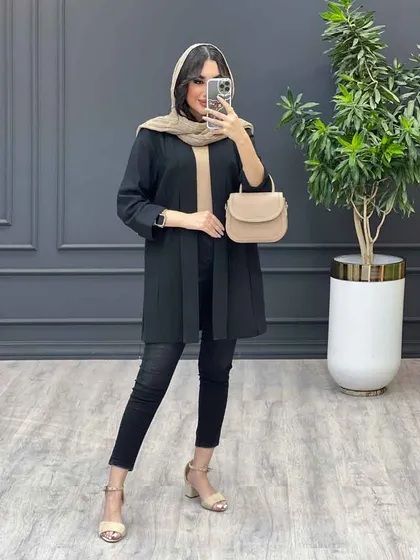 مانتو دو جیب آستین برگردون
