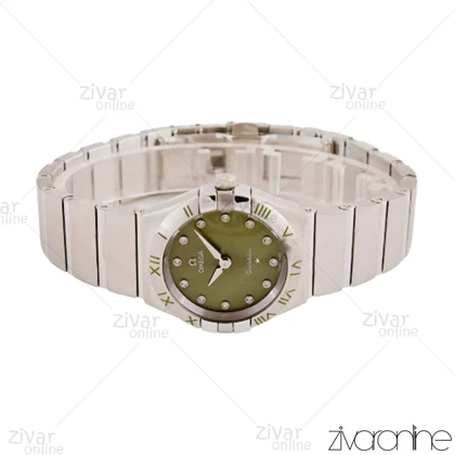 ساعت امگا کانسلیشن زنانه صفحه سبز زیتونی نگین‌دار 104597