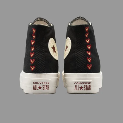 کانورس پلتفرم مشکی قلبی ساق‌دار Converse Platform Hearts Black Hightop