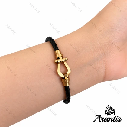 دستبند امگا زنانه مشکی رزگلد مدل w-10844