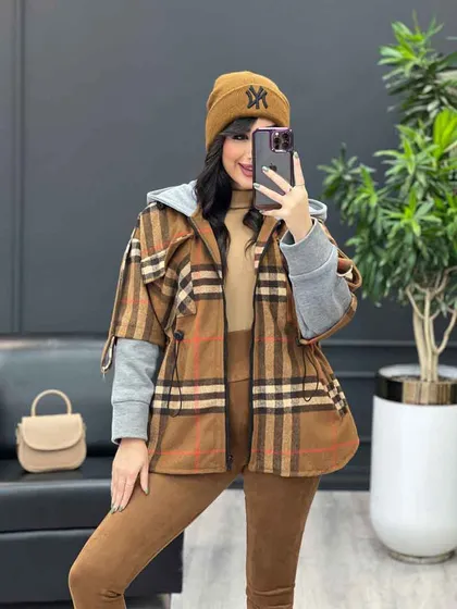 شکت چهارخونه ترکیبی آستین دورس