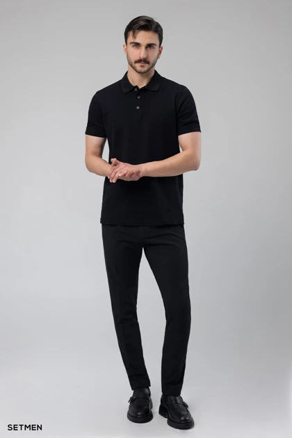 تیشرت یقه دار ژاکارد کلاسیک